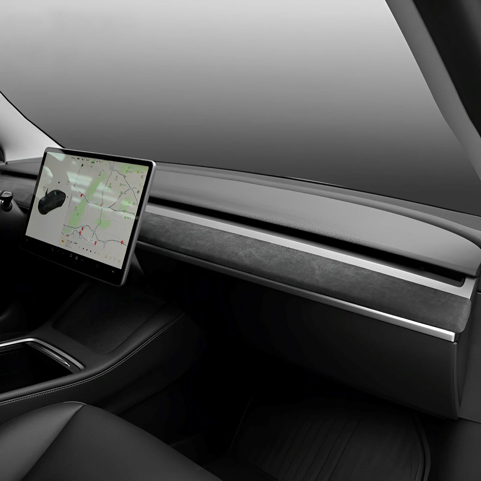Tesla Alcantara Armaturenbrett-Abdeckung für Model 3/Y (2017–2023). -  Kohleschwarz