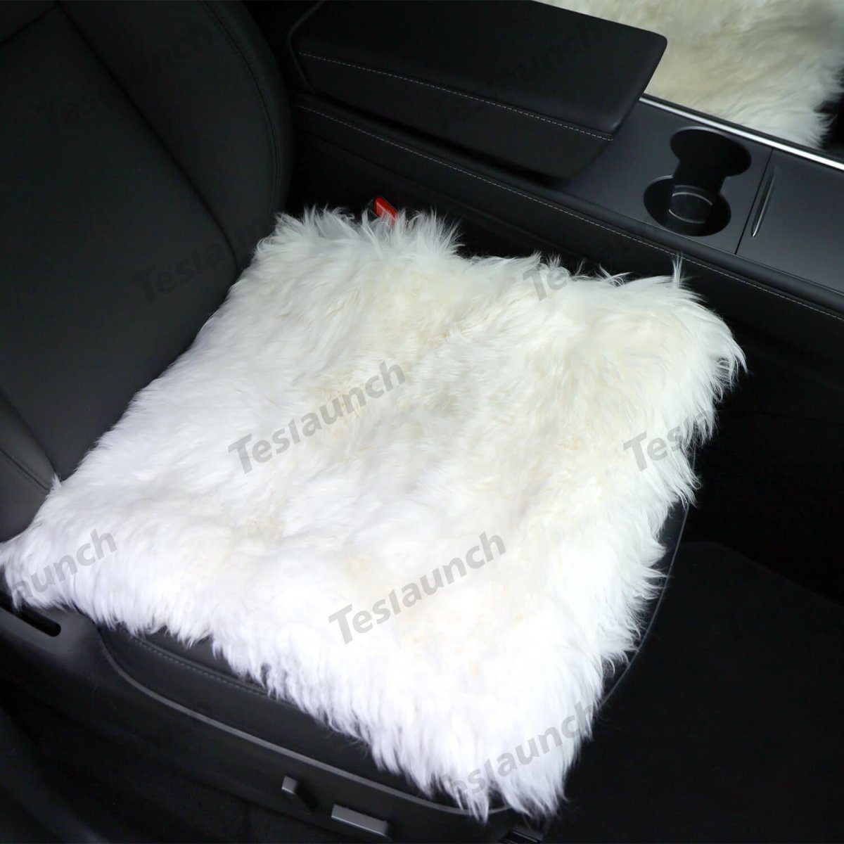 Faux Sheepskin Front Seat Covers Black/White For Tesla Model S/X/3/Y/Cybertruck-2PCS - T-Launch