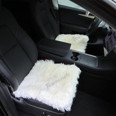 Faux Sheepskin Front Seat Covers Black/White For Tesla Model S/X/3/Y/Cybertruck-2PCS - T-Launch