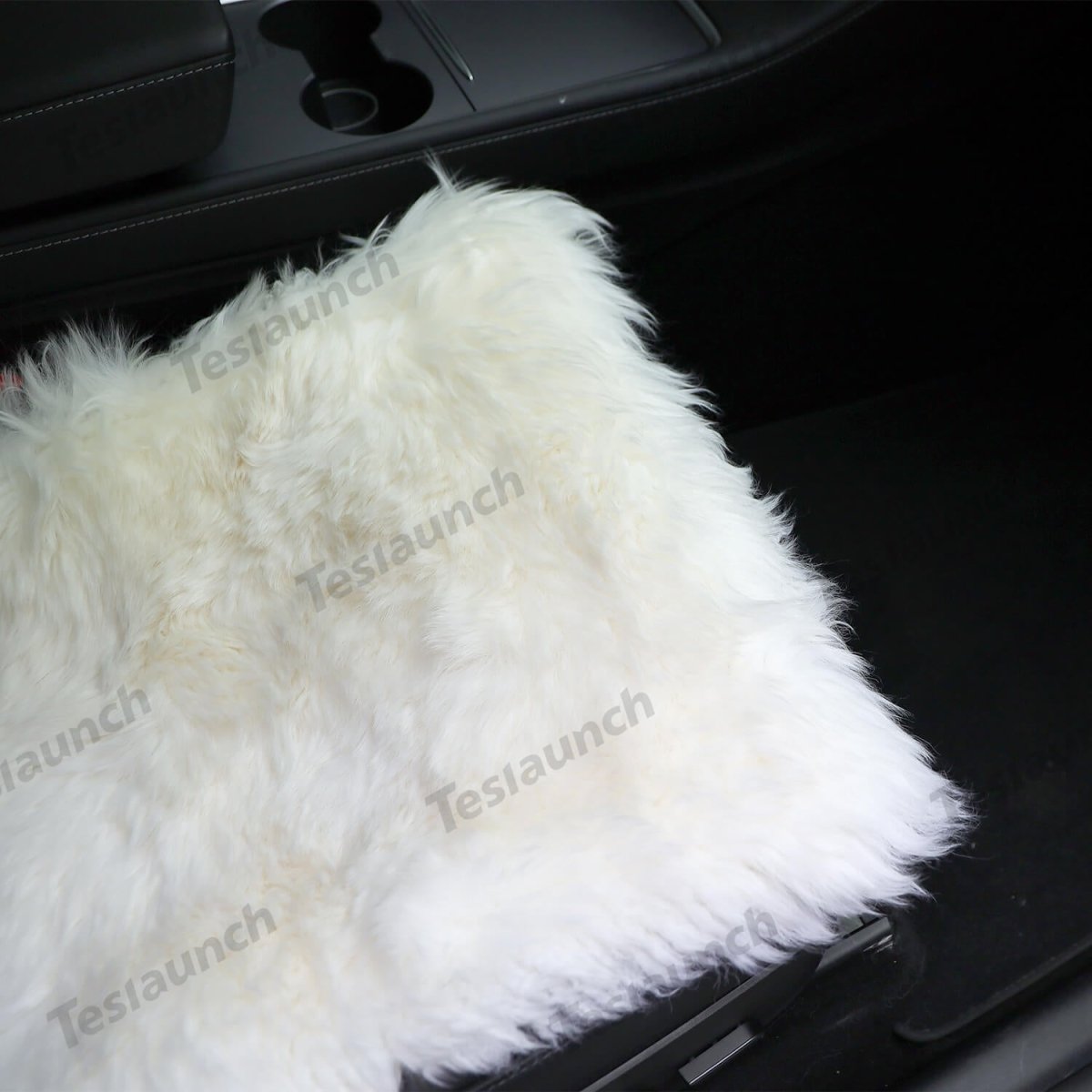 Faux Sheepskin Front Seat Covers Black/White For Tesla Model S/X/3/Y/Cybertruck-2PCS - T-Launch