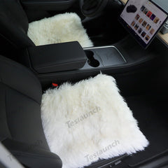 Faux Sheepskin Front Seat Covers Black/White For Tesla Model S/X/3/Y/Cybertruck-2PCS - T-Launch