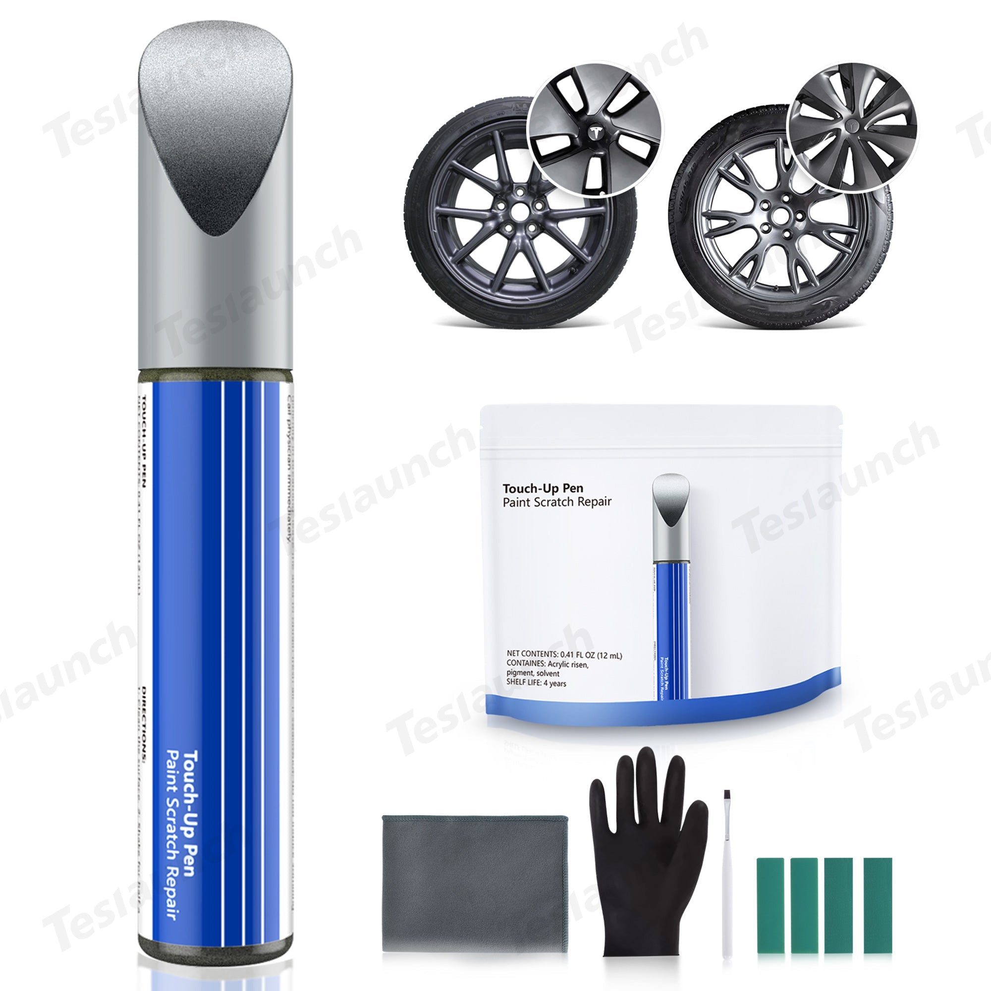 Tesla Wheel Rims Touch Up Paint Kit for Model 3/Y/S/X - DIY Curb Rash Repair with Color-matched Touch Up Paint