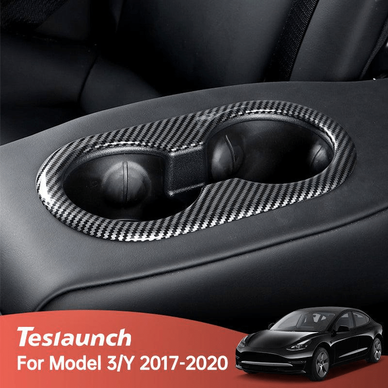 Model 3 Real Carbon Fiber Backseat Cup Holders Cover for Tesla(2017-2023) - T-Launch