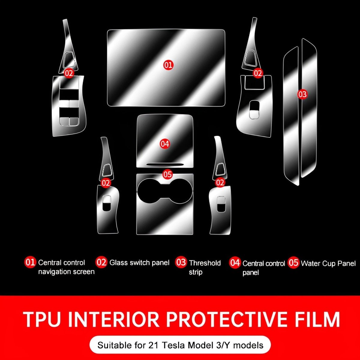 Model 3/Y (2017+) TPU interior Protective Film for Tesla - T-Launch