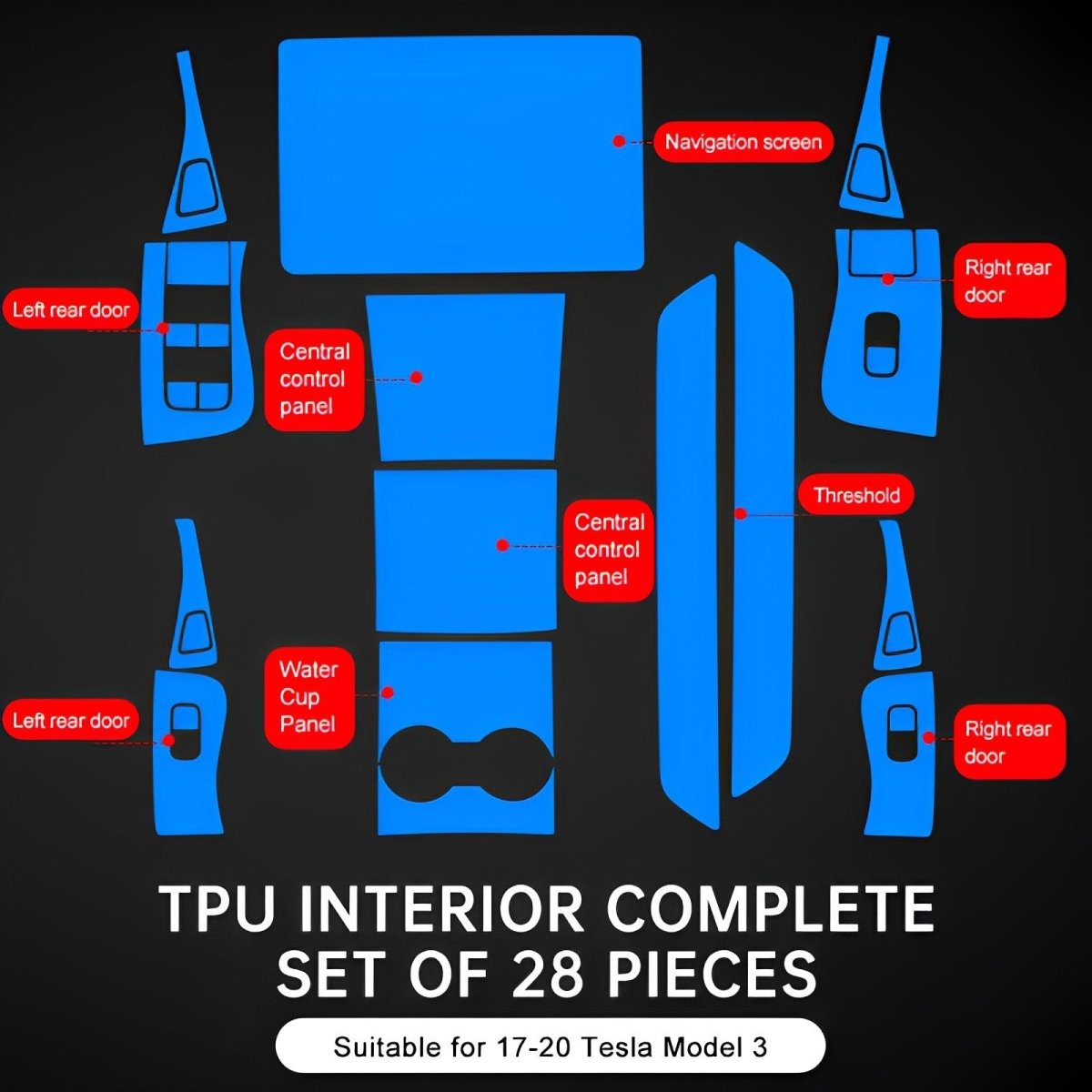 Model 3/Y (2017+) TPU interior Protective Film for Tesla - T-Launch