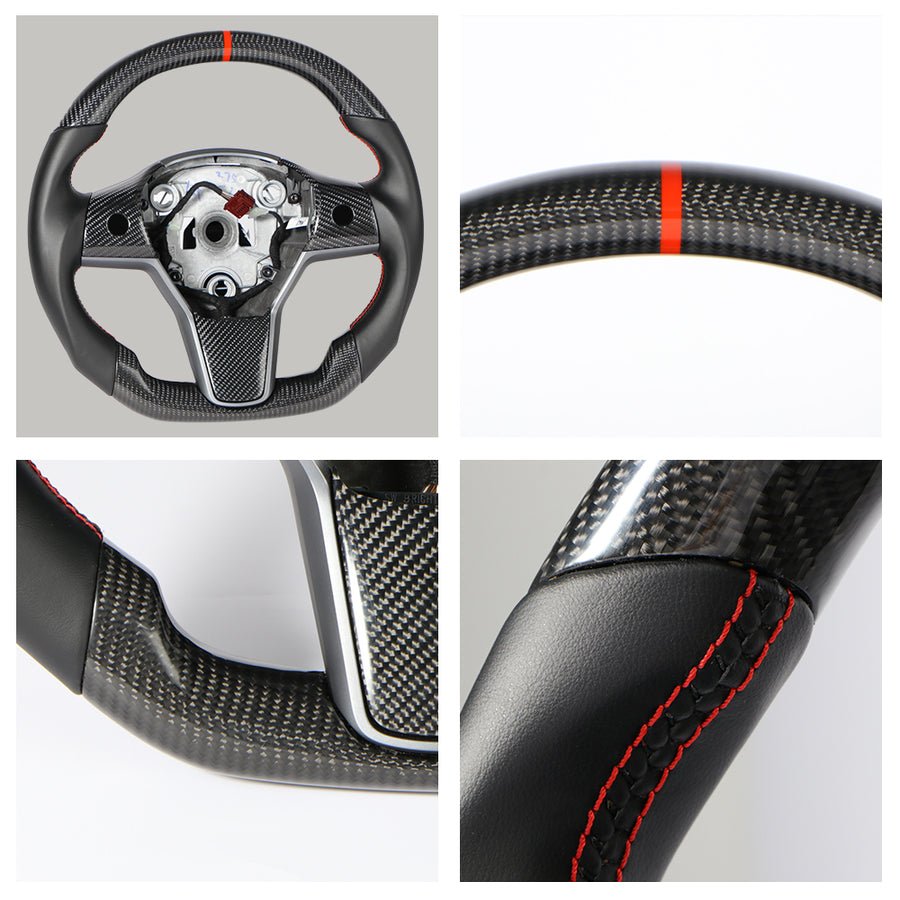 Model 3/Y Carbon Fiber Steering Wheel - T-Launch