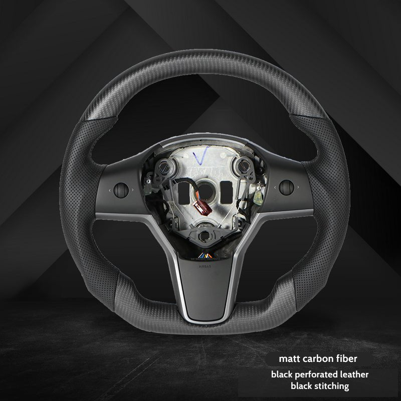 Model 3/Y Carbon Fiber Steering Wheel - T-Launch
