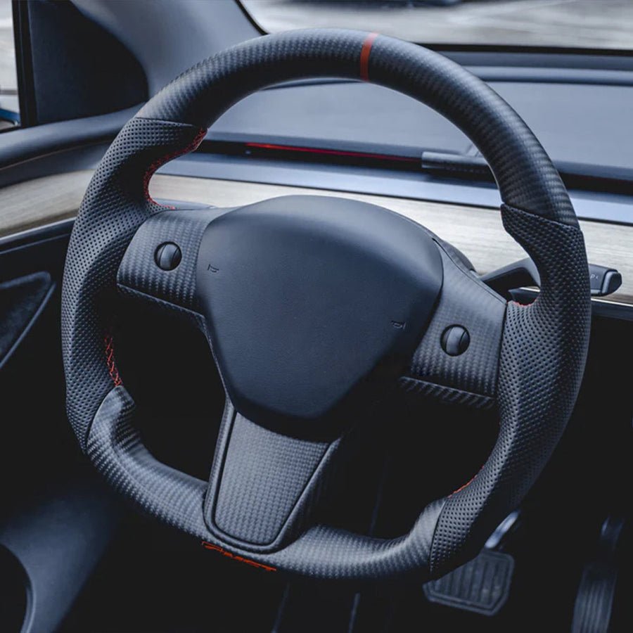 Model 3/Y Carbon Fiber Steering Wheel - T-Launch