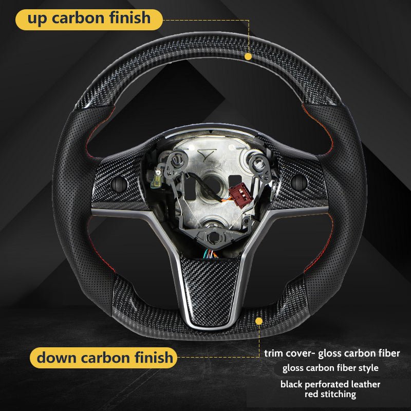Model 3/Y Carbon Fiber Steering Wheel - T-Launch