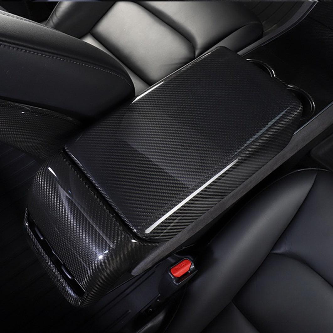 [Real Carbon Fiber] Armrest Cover For Tesla Model 3 / Y, Center Console Cover (2017-2023) - TESLAUNCH