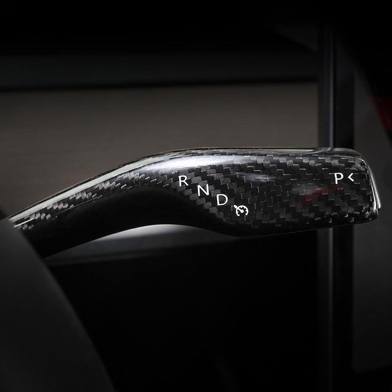 [Real Carbon Fiber] Gear Shift Cover, Turn Signal Stalk Covers for Tesla Model 3/Y (2017-2023) - TESLAUNCH