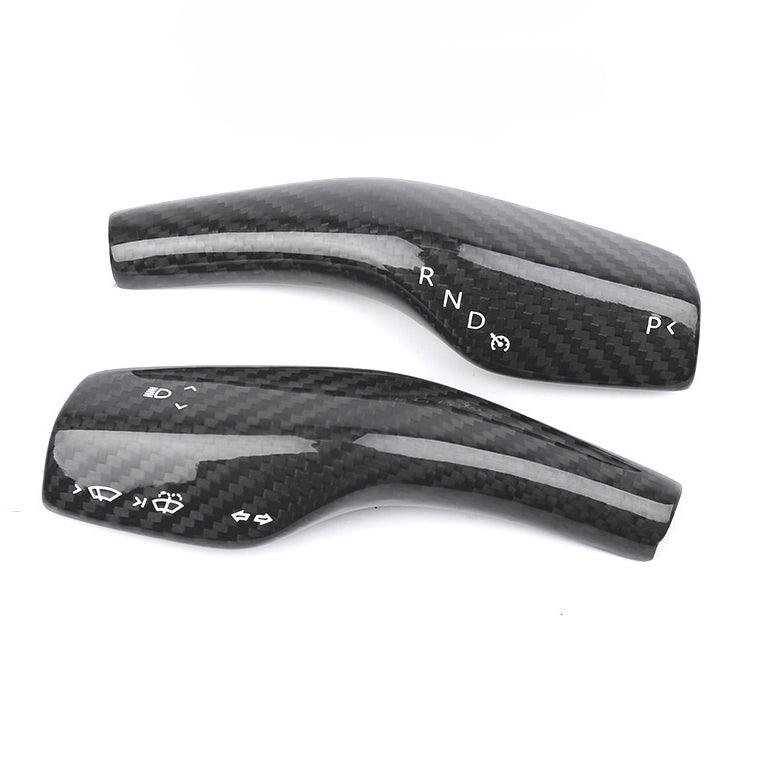 [Real Carbon Fiber] Gear Shift Cover, Turn Signal Stalk Covers for Tesla Model 3/Y (2017-2023) - TESLAUNCH
