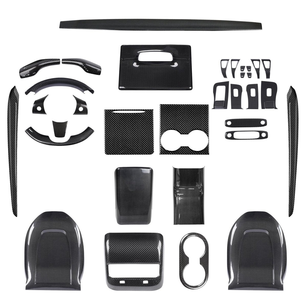 Real Carbon Fiber Interior Mods Wrap Kit for Tesla Model 3 / Y - T-Launch