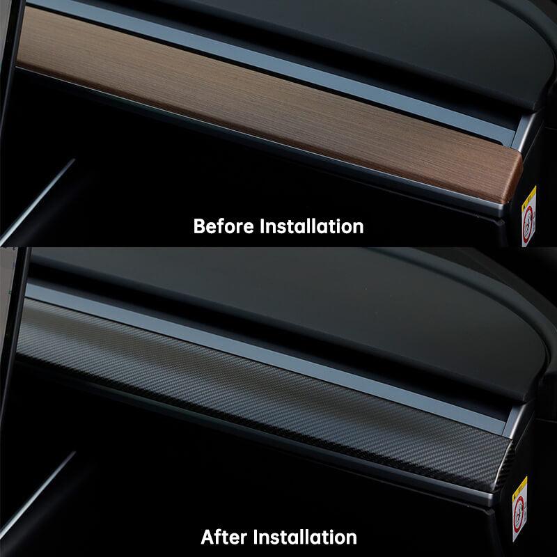 [Real Carbon Fiber] Model 3 / Y Dashboard Cover Center Consoles Dash Covers Cap (2017-2023) - TESLAUNCH