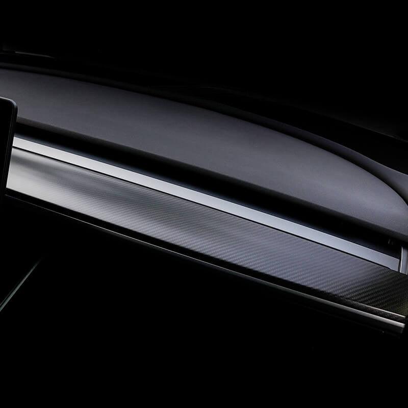 [Real Carbon Fiber] Model 3 / Y Dashboard Cover Center Consoles Dash Covers Cap (2017-2023) - TESLAUNCH