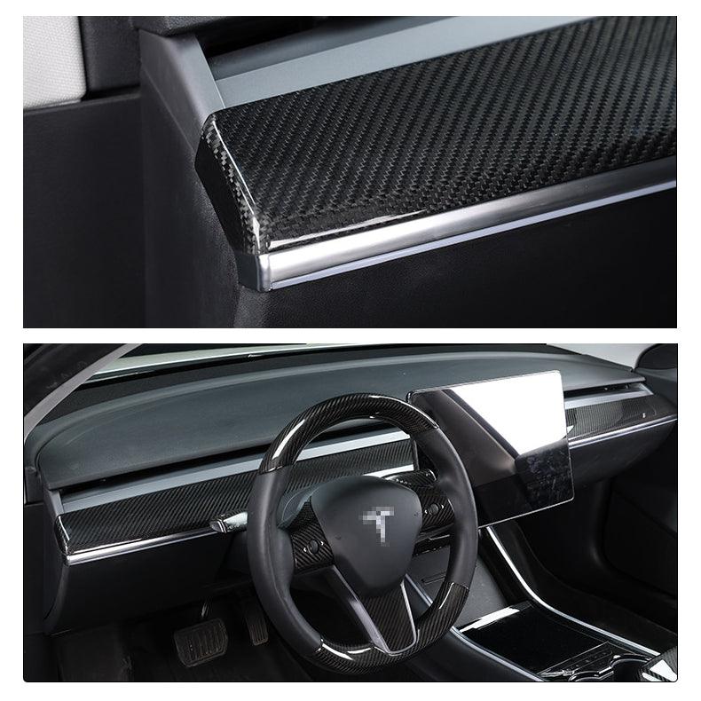 [Real Carbon Fiber] Model 3 / Y Dashboard Cover Center Consoles Dash Covers Cap (2017-2023) - TESLAUNCH