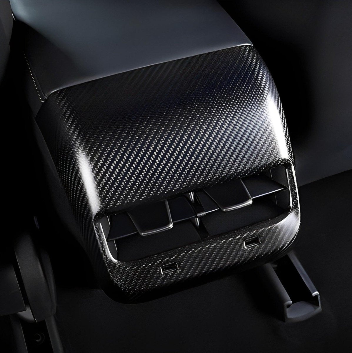 [Real Carbon Fiber] Model 3/Y Backseat Vent Overlay, Center Console Wrap Cover (2017-2023) - TESLAUNCH