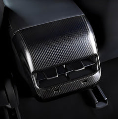 [Real Carbon Fiber] Model 3/Y Backseat Vent Overlay, Center Console Wrap Cover (2017-2023) - TESLAUNCH
