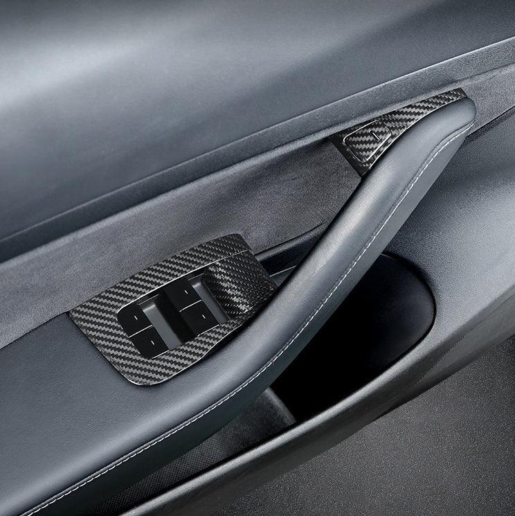 [Real Carbon Fiber] Model 3/Y Door Window Switch Cover, Door Switch Wrap Overlay (2017-2023) - TESLAUNCH