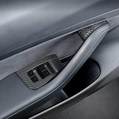 [Real Carbon Fiber] Model 3/Y Door Window Switch Cover, Door Switch Wrap Overlay (2017-2023) - TESLAUNCH