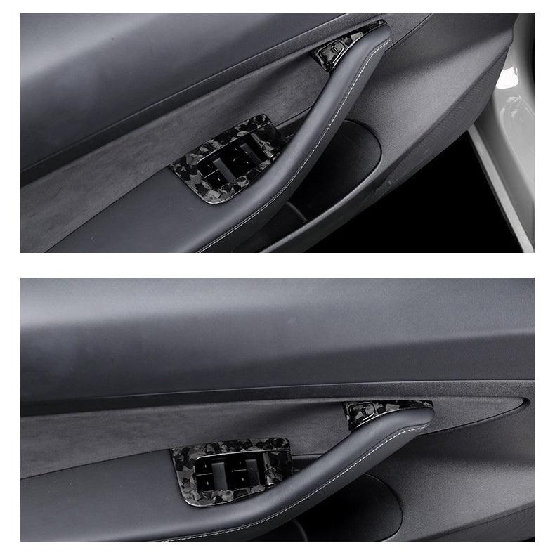 [Real Carbon Fiber] Model 3/Y Door Window Switch Cover, Door Switch Wrap Overlay (2017-2023) - TESLAUNCH