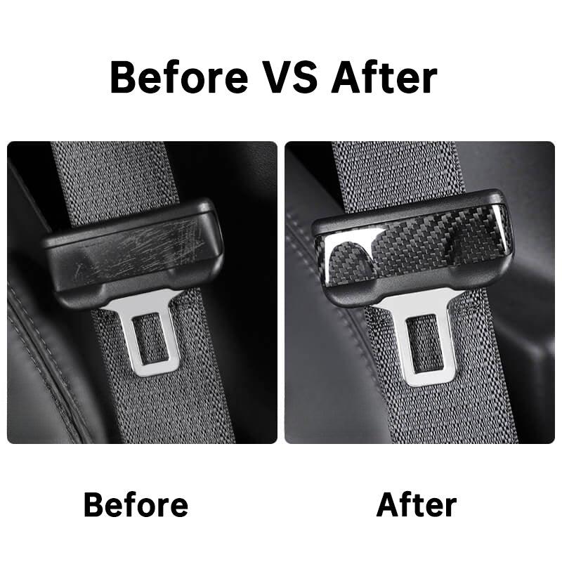[Real Carbon Fiber] Seat Belt Fascia Cover For Model 3/Y Accessories (2017-2023) - TESLAUNCH
