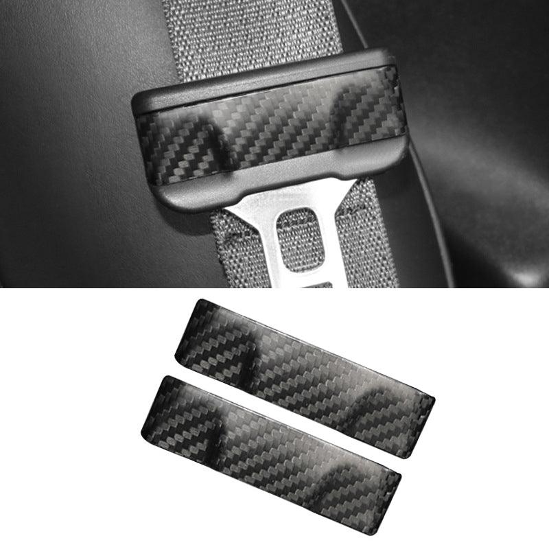 [Real Carbon Fiber] Seat Belt Fascia Cover For Model 3/Y Accessories (2017-2023) - TESLAUNCH