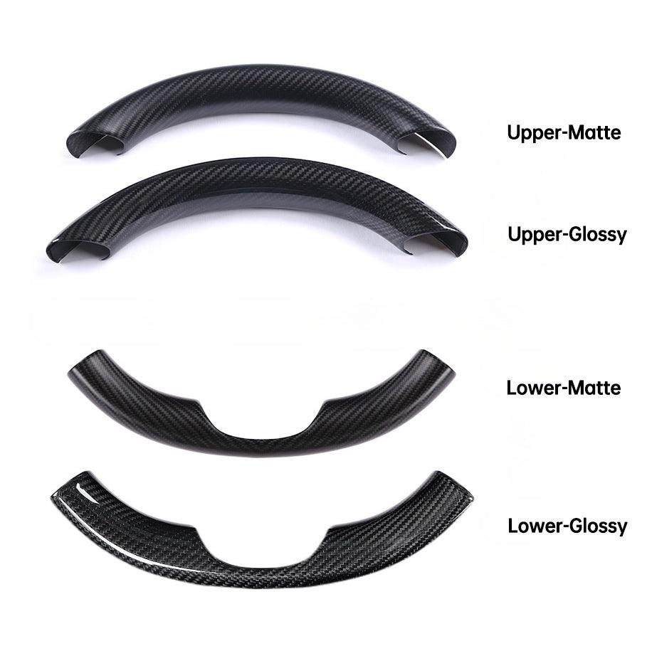 [Real Carbon Fiber] Steering Wheel Upper/Lower Cover For Tesla Model 3/Y Accessories (2017-2023) - T-Launch