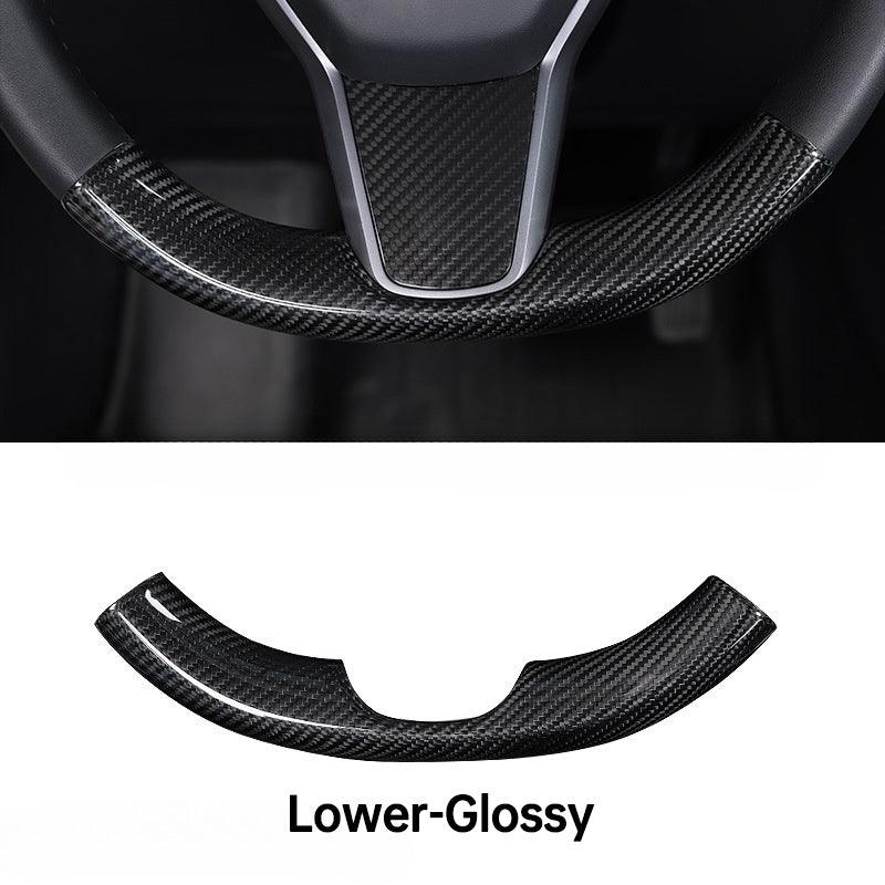 [Real Carbon Fiber] Steering Wheel Upper/Lower Cover For Tesla Model 3/Y Accessories (2017-2023) - T-Launch