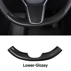 [Real Carbon Fiber] Steering Wheel Upper/Lower Cover For Tesla Model 3/Y Accessories (2017-2023) - T-Launch