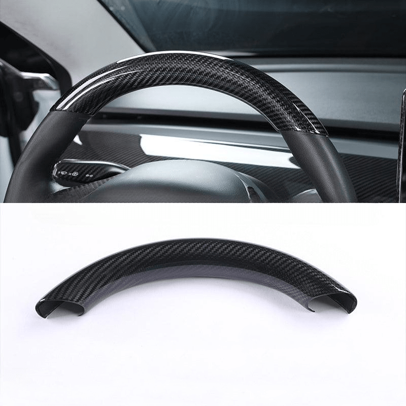 [Real Carbon Fiber] Steering Wheel Upper/Lower Cover For Tesla Model 3/Y Accessories (2017-2023) - T-Launch