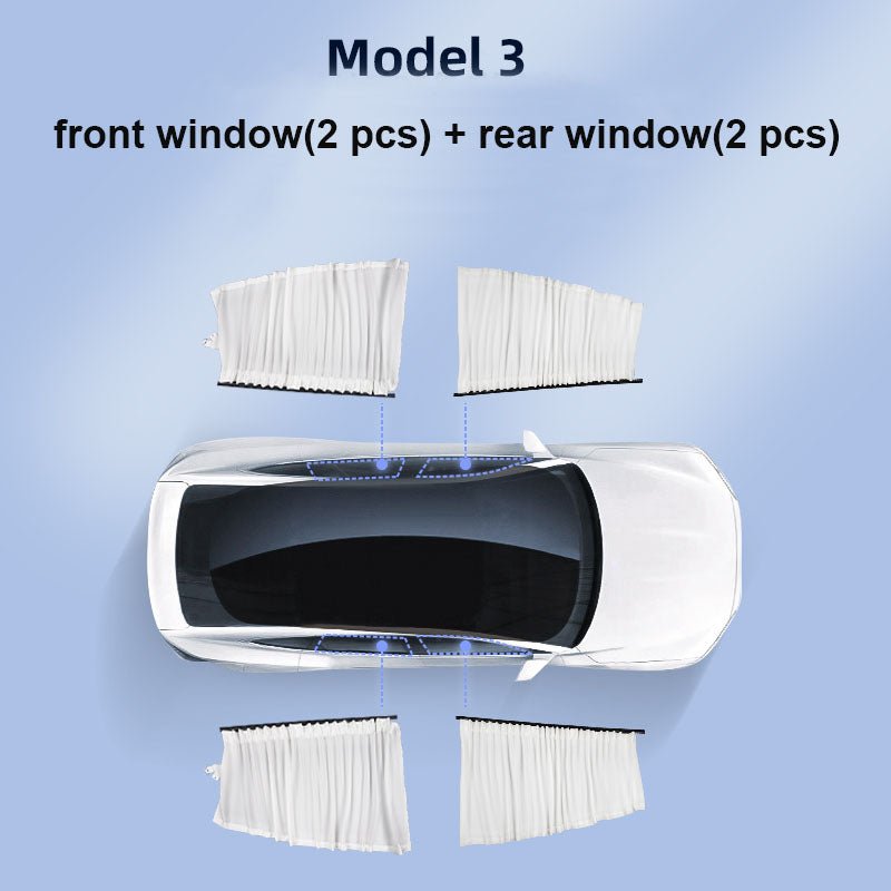 Side Window Track Slide Privacy Curtain Sunshade for Tesla Model 3/Y - T-Launch