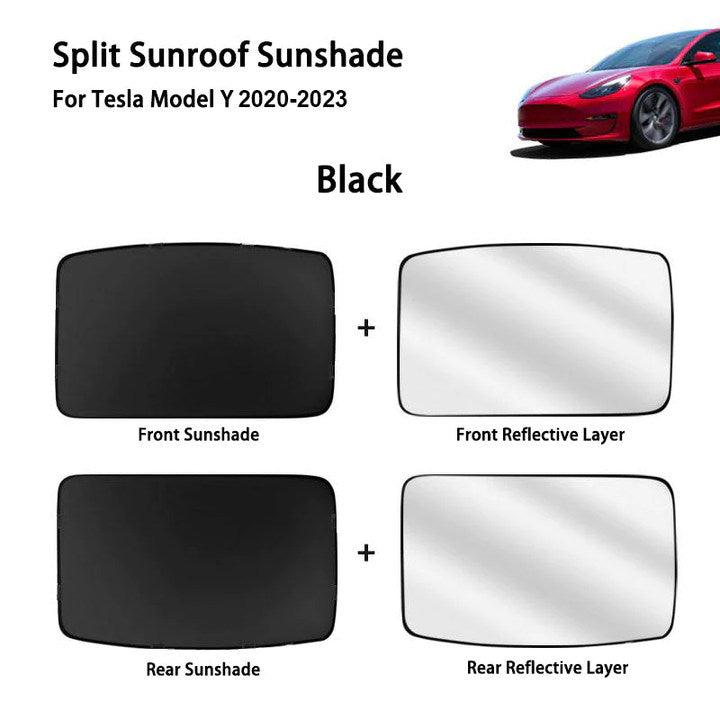 Split Glass Roof Sunshade for Tesla Model Y(2020-2024) Sun Visor Accessories Sun Blocking Heat Shade - T-Launch