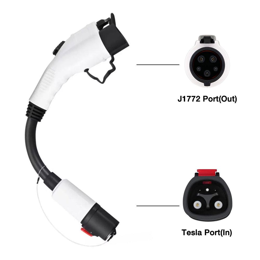 Tesla to J1772 Adapter Charger 60Amp / 250V AC Max, For All Tesla Model S/X/3/Y , For Level 1 - Level 2 Charging, IP44 Weatherproof - T-Launch