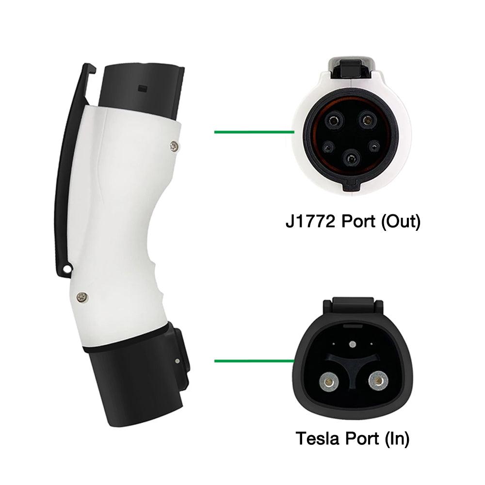 To J1772 Adapter Charger for Tesla All Model S/X/3/Y, 40Amp / 250V AC Max, For Level 1 - Level 2 Charging, IP44 Weatherproof - T-Launch