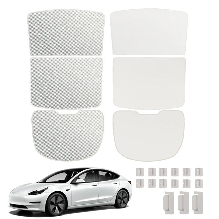 Upgrade Built-In Reflective Sunroof and Rear Windshield Sunshade For Model Y / Model 3 - Lightweight Reflective Silver Coated Sun Visor - T-Launch