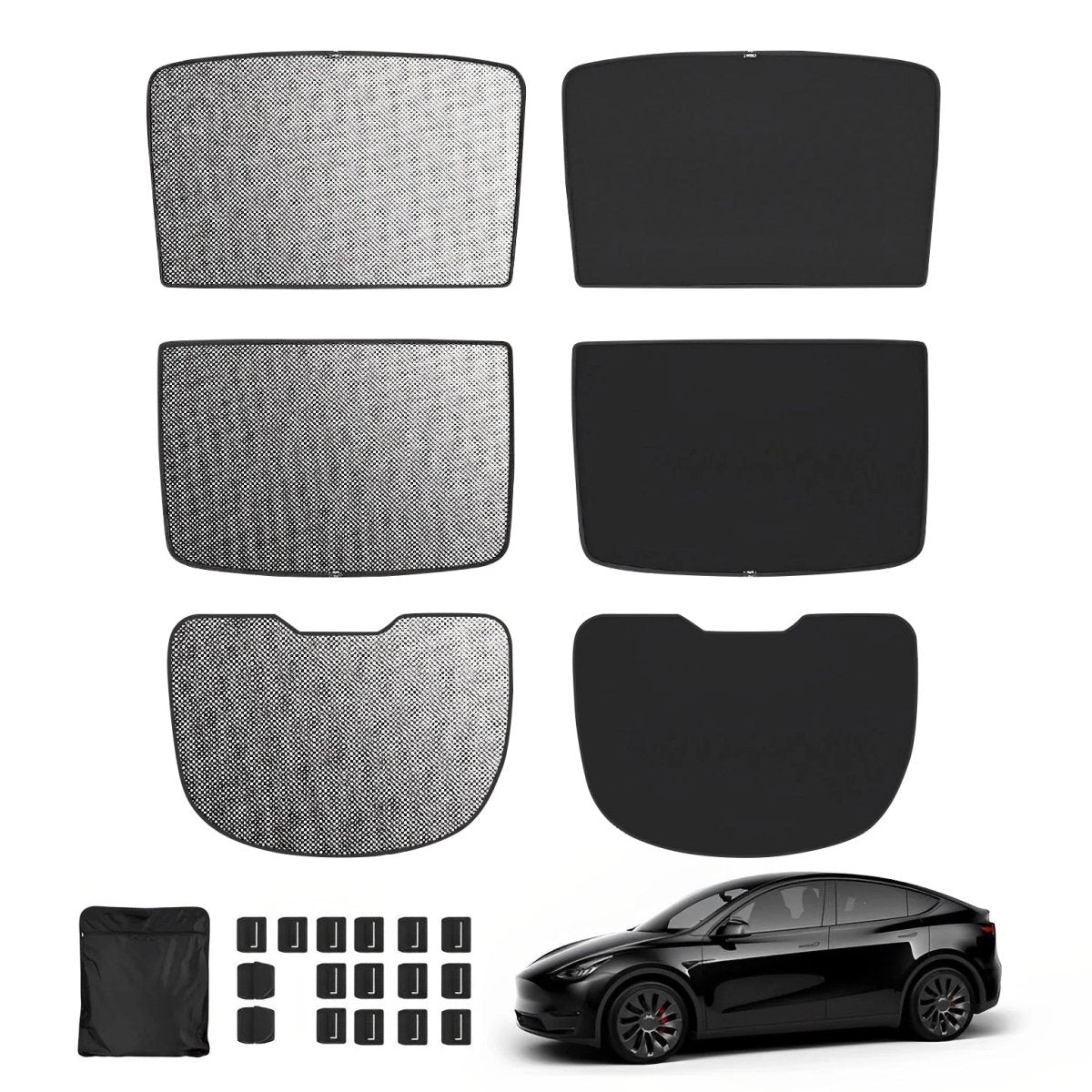 Upgrade Built-In Reflective Sunroof and Rear Windshield Sunshade For Model Y / Model 3 - Lightweight Reflective Silver Coated Sun Visor - T-Launch