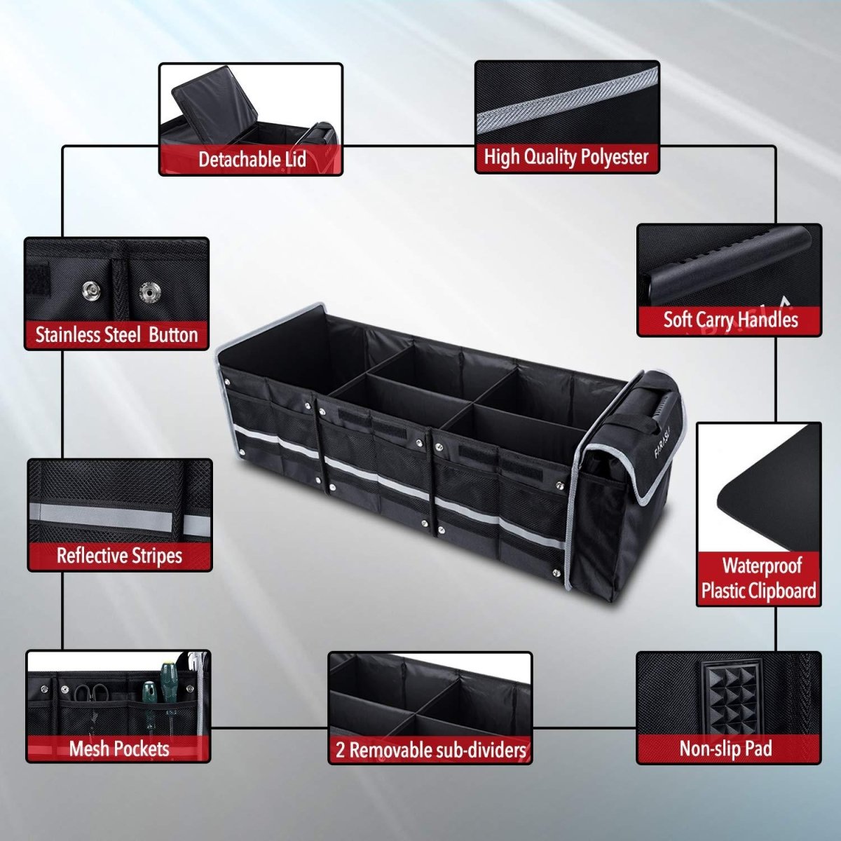 Water & Leakproof Large Collapsible Trunk Organizer For Tesla Model S/X/3/Y/Cybertruck - T-Launch